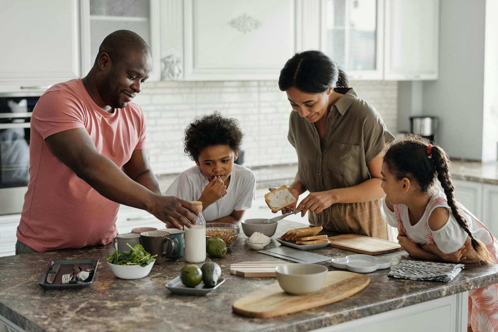 A family cooking together in a Salisbury kitchen